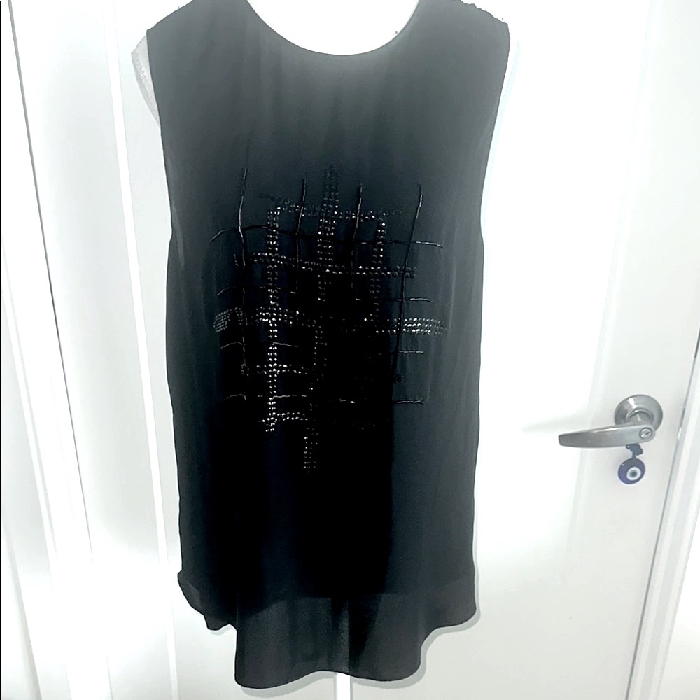 L’agemce Top Black beaded Sleeveless size 6